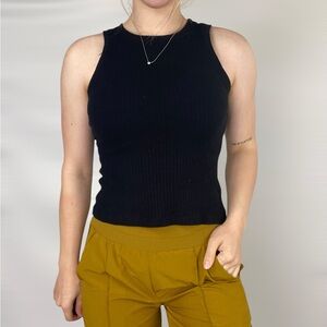 BEYOND YOGA Crewneck Ribbed Sleeveless Tank Stretch Black‎ Casual Gym Workout